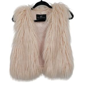 Tart Collections Shaggy Faux Fur Vest S Pastel Pink Open Vegan Barbiecore Glam H